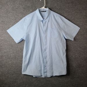 Travis Mathew Button Front Shirt Mens XL Blue Short Sleeve